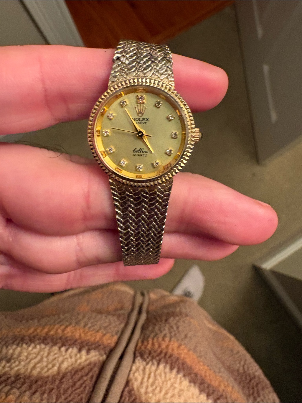 rolex gold dial womens watch with diamond markers